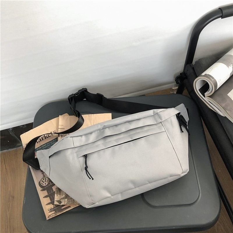 Large-capacity Functional Chest Bag Canvas Crossbody Bag Fashion Waist Bag Shoulder Bag for Men Women Couple