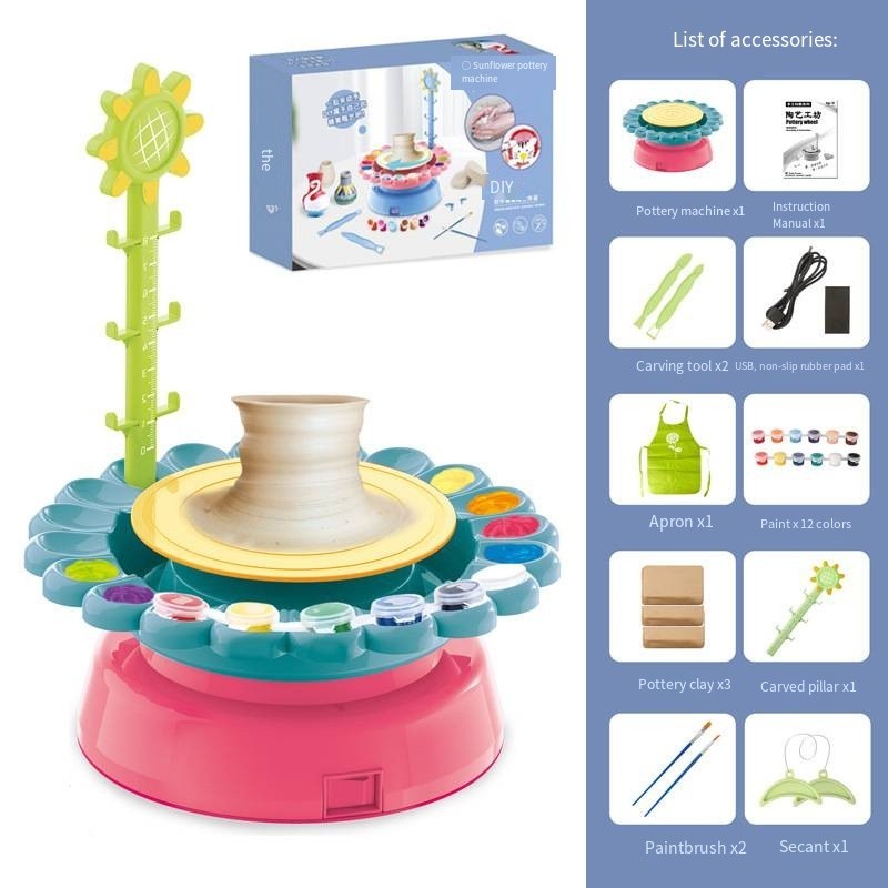 Kids DIY Ceramic Pottery Machine Mini Ceramic Handmade Craft Toys Educational Toys