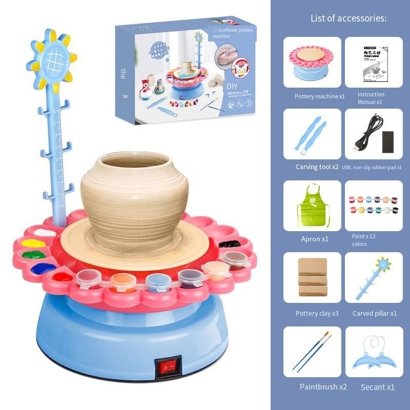 Kids DIY Ceramic Pottery Machine Mini Ceramic Handmade Craft Toys Educational Toys
