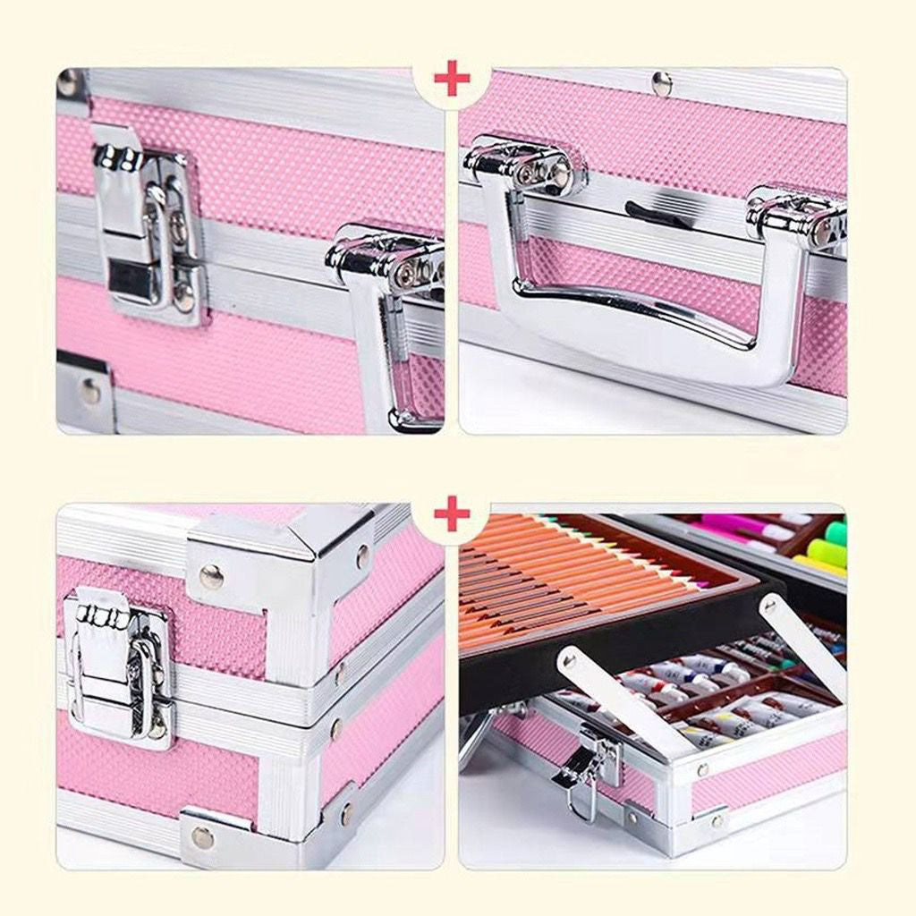 145pcs Art set Unicorn Design Aluminum Case Painting Pen Stationery Set Watercolor Pens Crayon Marker Pencil Drawing Pai