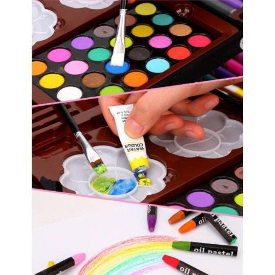 145pcs Art set Unicorn Design Aluminum Case Painting Pen Stationery Set Watercolor Pens Crayon Marker Pencil Drawing Pai