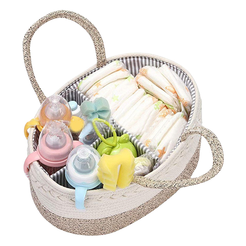 Foldable Diaper Bags Storage Bag Organizer Cotton Rope Woven Removable Dividers Mummy Bag