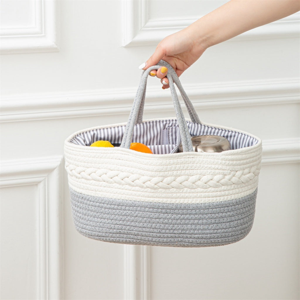 Foldable Diaper Bags Storage Bag Organizer Cotton Rope Woven Removable Dividers Mummy Bag