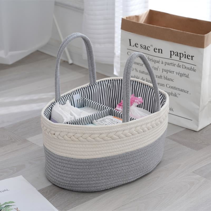 Foldable Diaper Bags Storage Bag Organizer Cotton Rope Woven Removable Dividers Mummy Bag