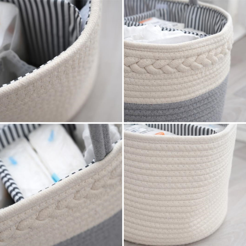 Foldable Diaper Bags Storage Bag Organizer Cotton Rope Woven Removable Dividers Mummy Bag