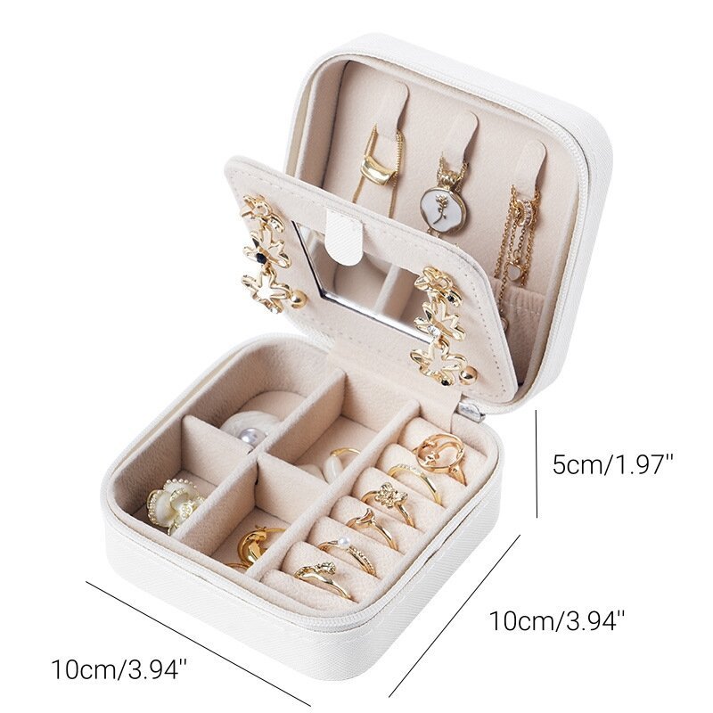 Jewlery Box With Lock Three Layers Large Capacity Necklace Earring Bracelet Organizer Box