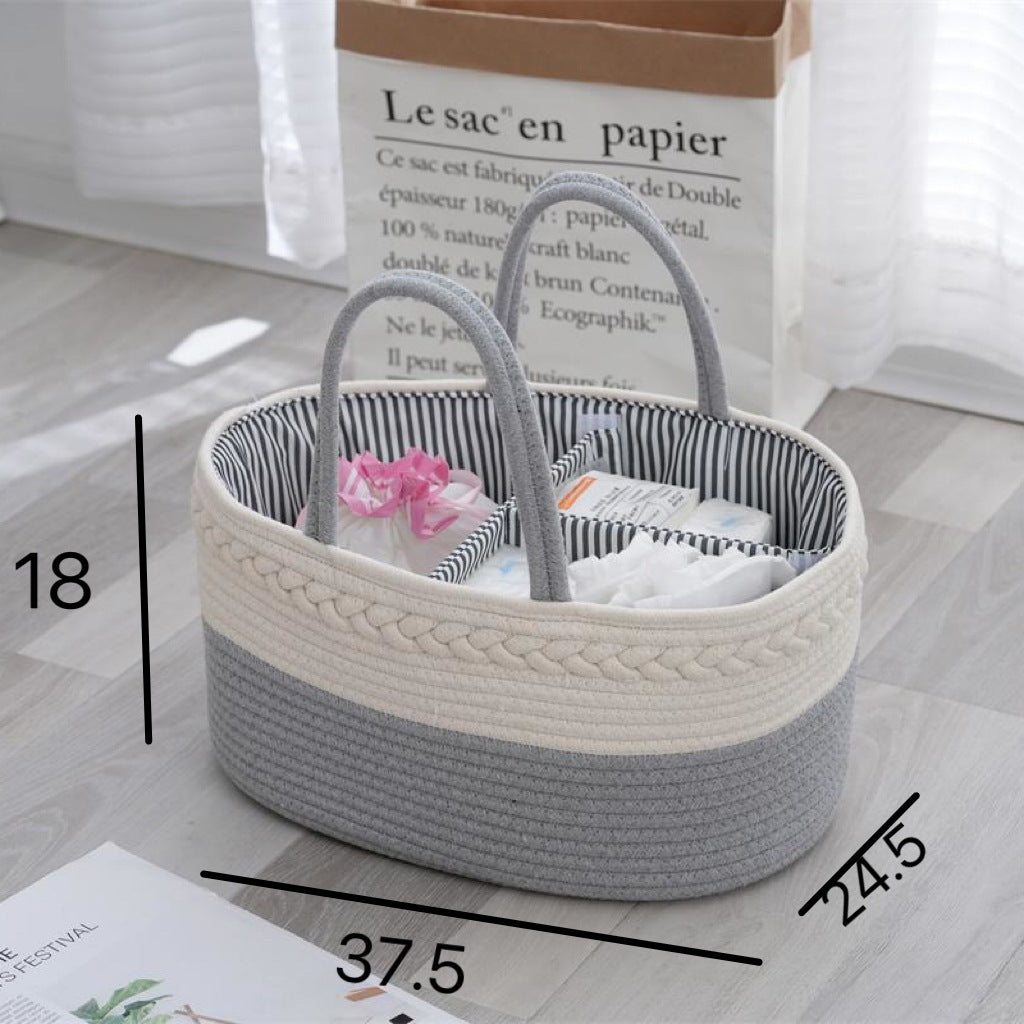 Foldable Diaper Bags Storage Bag Organizer Cotton Rope Woven Removable Dividers Mummy Bag