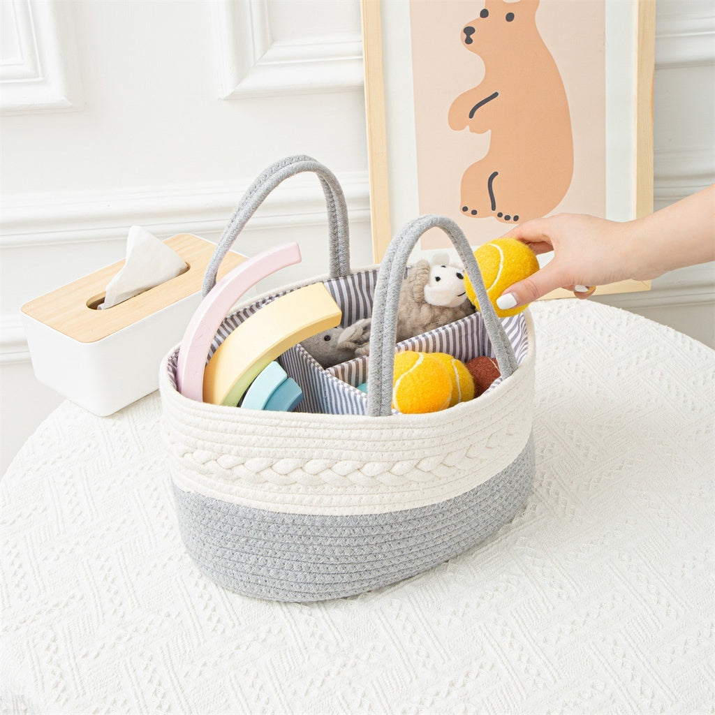 Foldable Diaper Bags Storage Bag Organizer Cotton Rope Woven Removable Dividers Mummy Bag