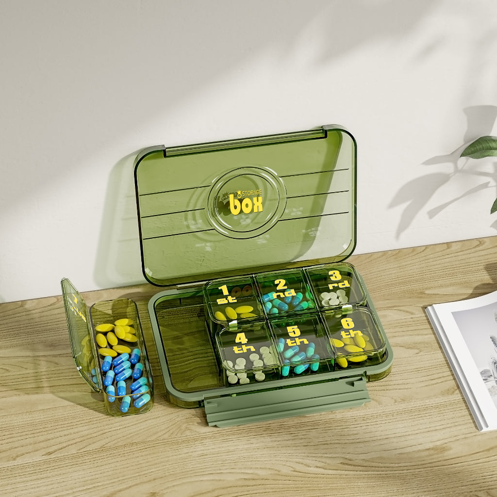 Portable Pill Box Three Meals A Day Sub-pack Medicine Dispenser 7-day Reminder Medicine Box