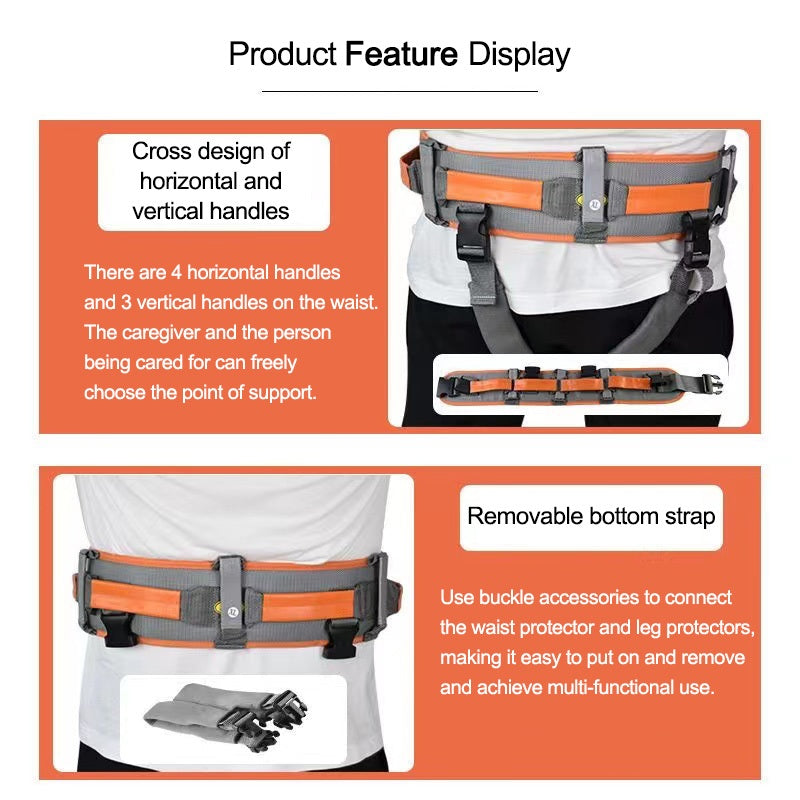 Transfer Gait Belt Secure Walking Gait Transfer Belt for Elderly and Patient Care Adjustable Size