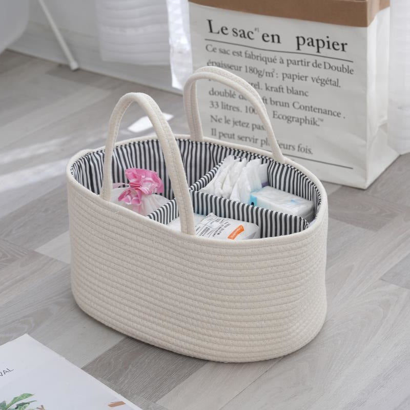 Foldable Diaper Bags Storage Bag Organizer Cotton Rope Woven Removable Dividers Mummy Bag