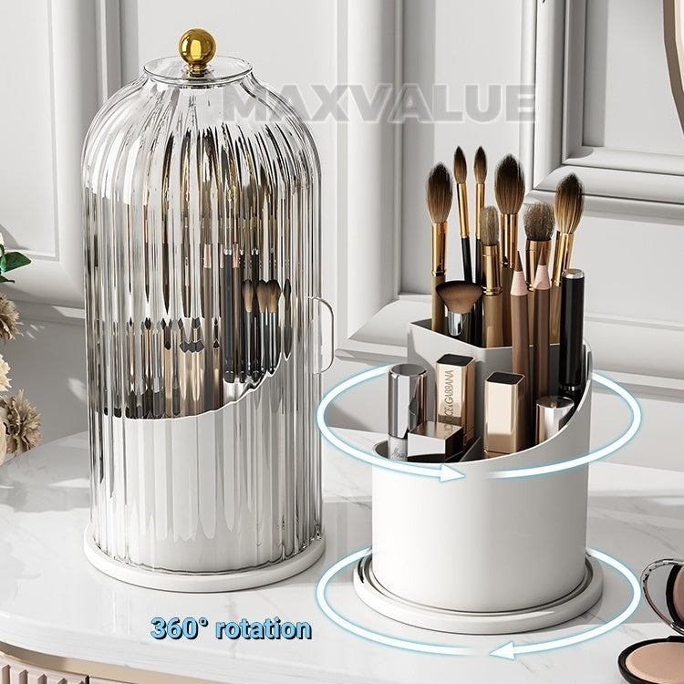 360° Rotary Makeup Brush Storage Box With Cover Dust Proof Makeup Brush Holder