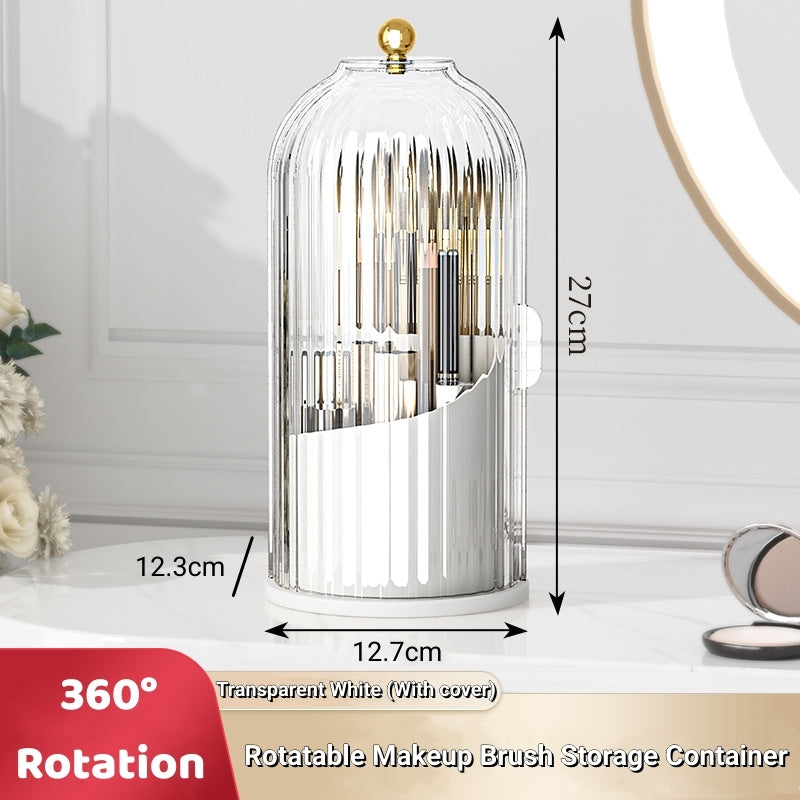 360° Rotary Makeup Brush Storage Box With Cover Dust Proof Makeup Brush Holder