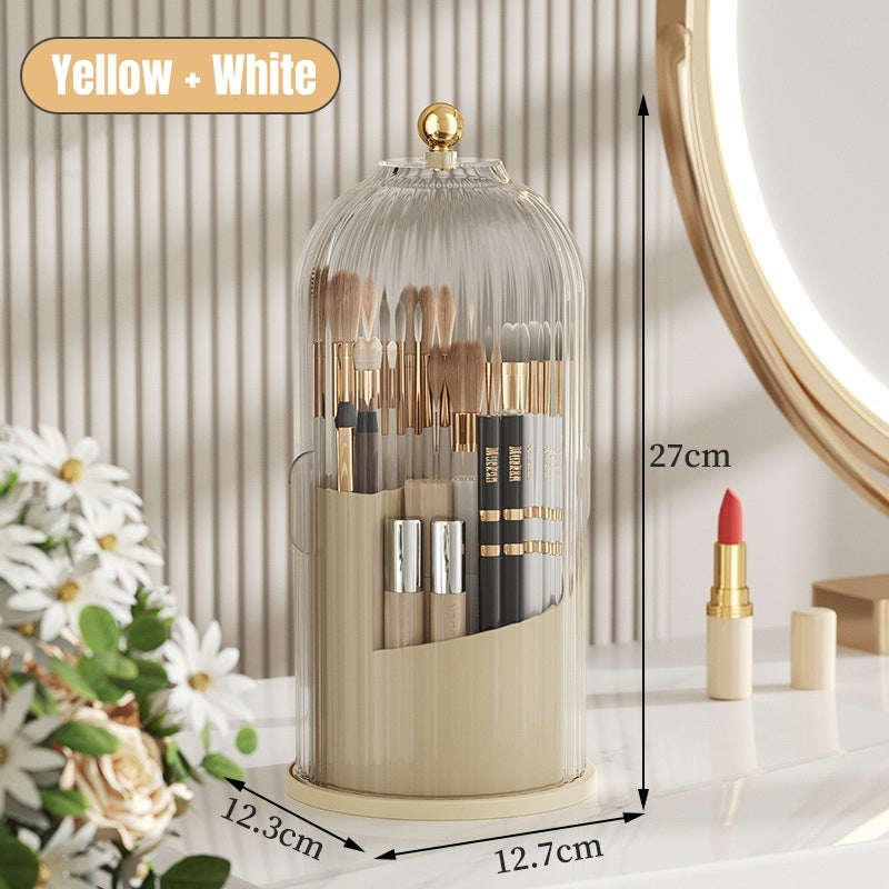 360° Rotary Makeup Brush Storage Box With Cover Dust Proof Makeup Brush Holder
