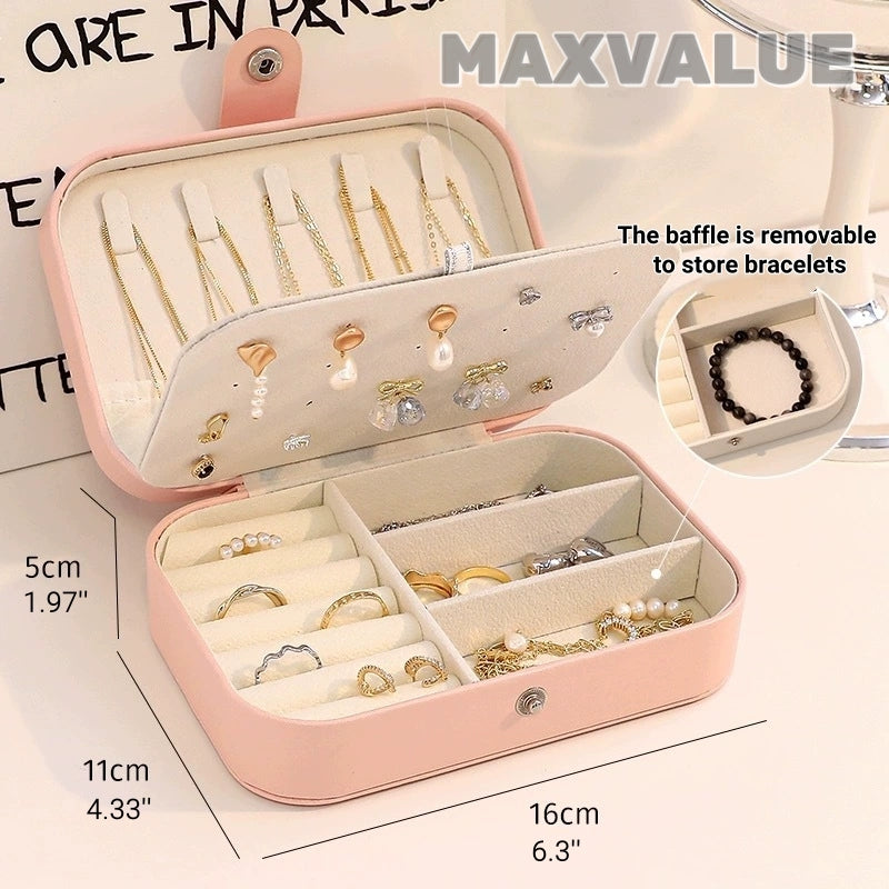 Travel Jewelry Storage Box Velvet Portable PU Leather Earring | Ring | Bracelet | Necklace Organizer
