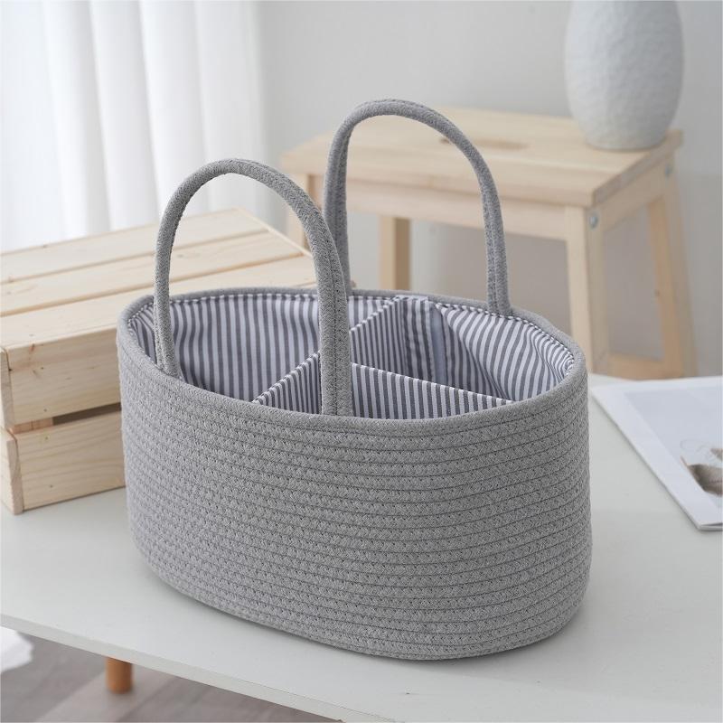 Foldable Diaper Bags Storage Bag Organizer Cotton Rope Woven Removable Dividers Mummy Bag