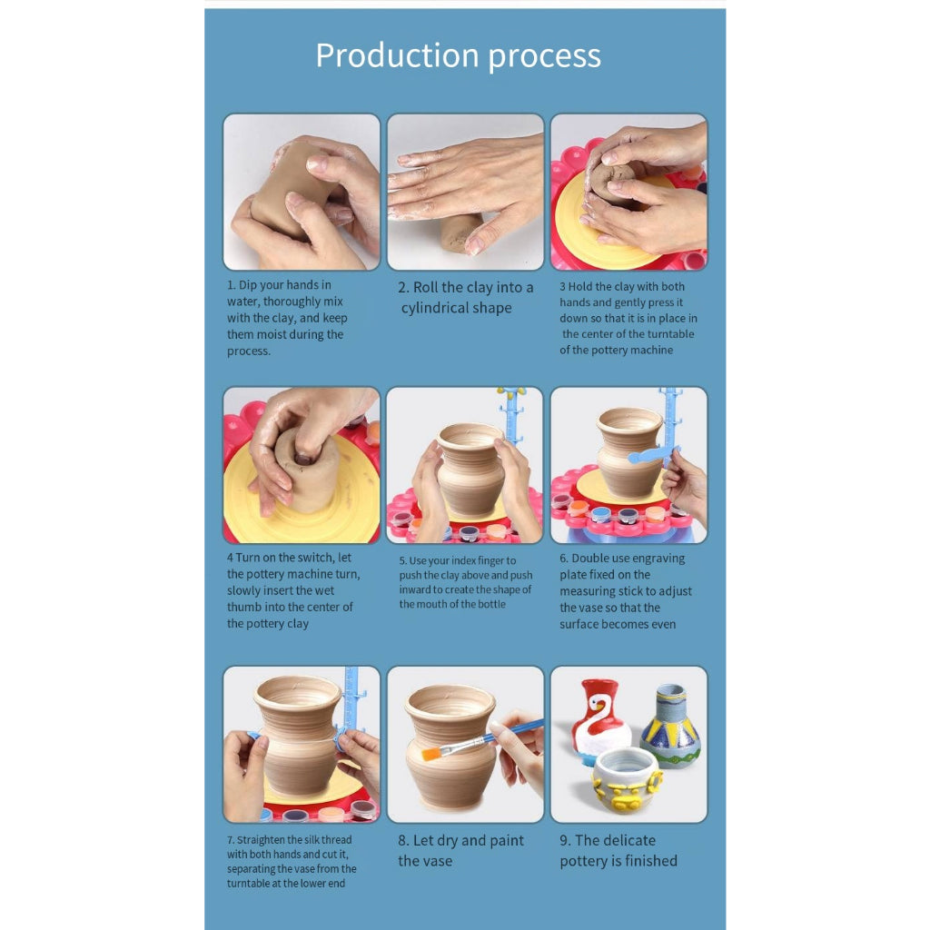 Kids DIY Ceramic Pottery Machine Mini Ceramic Handmade Craft Toys Educational Toys