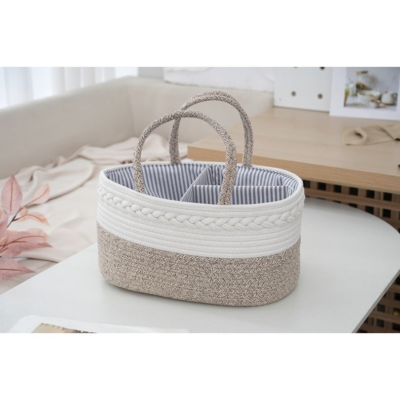 Foldable Diaper Bags Storage Bag Organizer Cotton Rope Woven Removable Dividers Mummy Bag