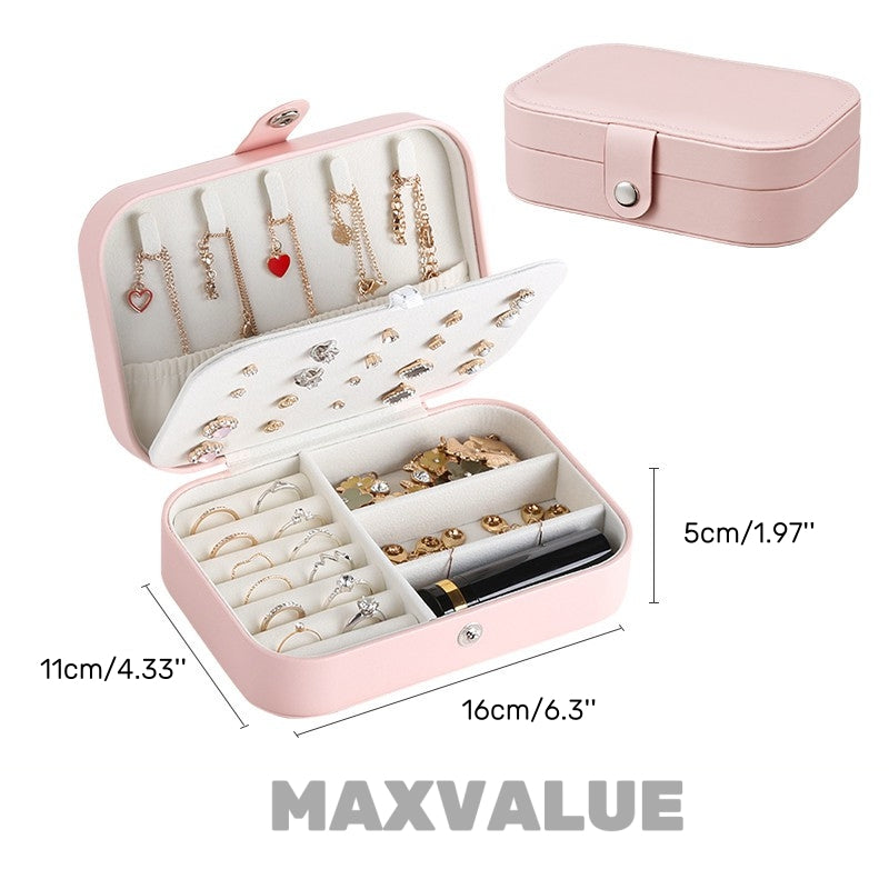 Jewlery Box With Lock Three Layers Large Capacity Necklace Earring Bracelet Organizer Box