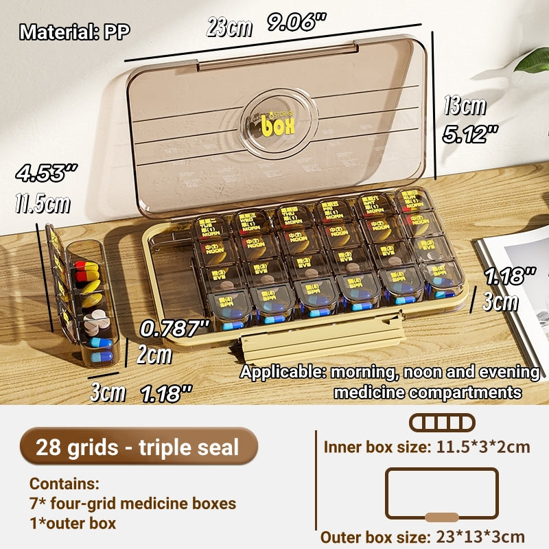Portable Pill Box Three Meals A Day Sub-pack Medicine Dispenser 7-day Reminder Medicine Box