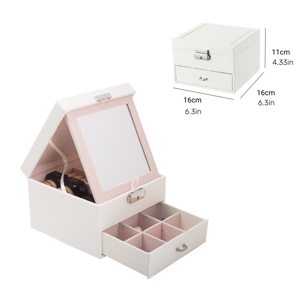 Jewlery Box With Lock Three Layers Large Capacity Necklace Earring Bracelet Organizer Box