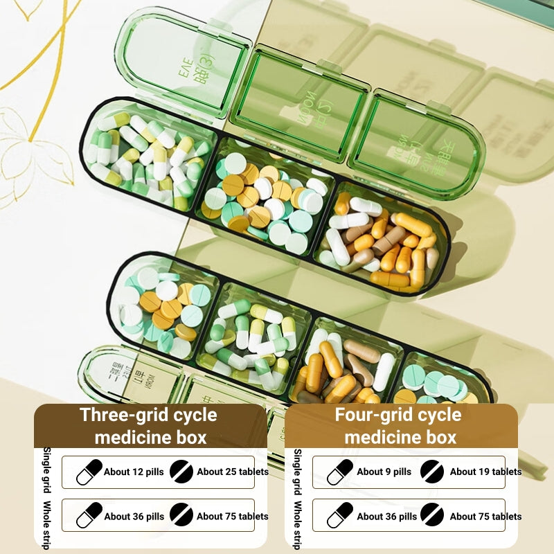 Portable Pill Box Three Meals A Day Sub-pack Medicine Dispenser 7-day Reminder Medicine Box