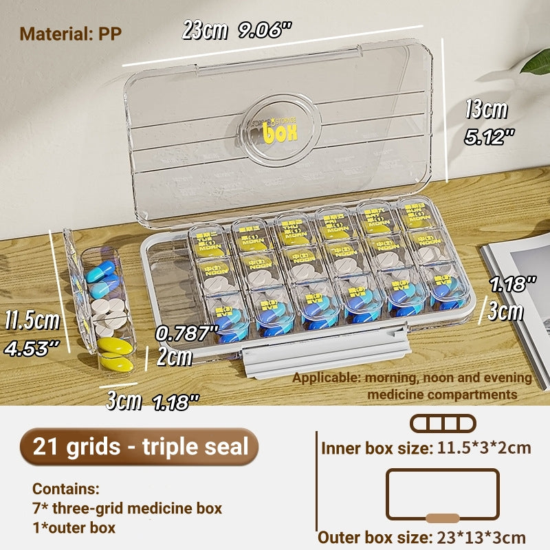Portable Pill Box Three Meals A Day Sub-pack Medicine Dispenser 7-day Reminder Medicine Box