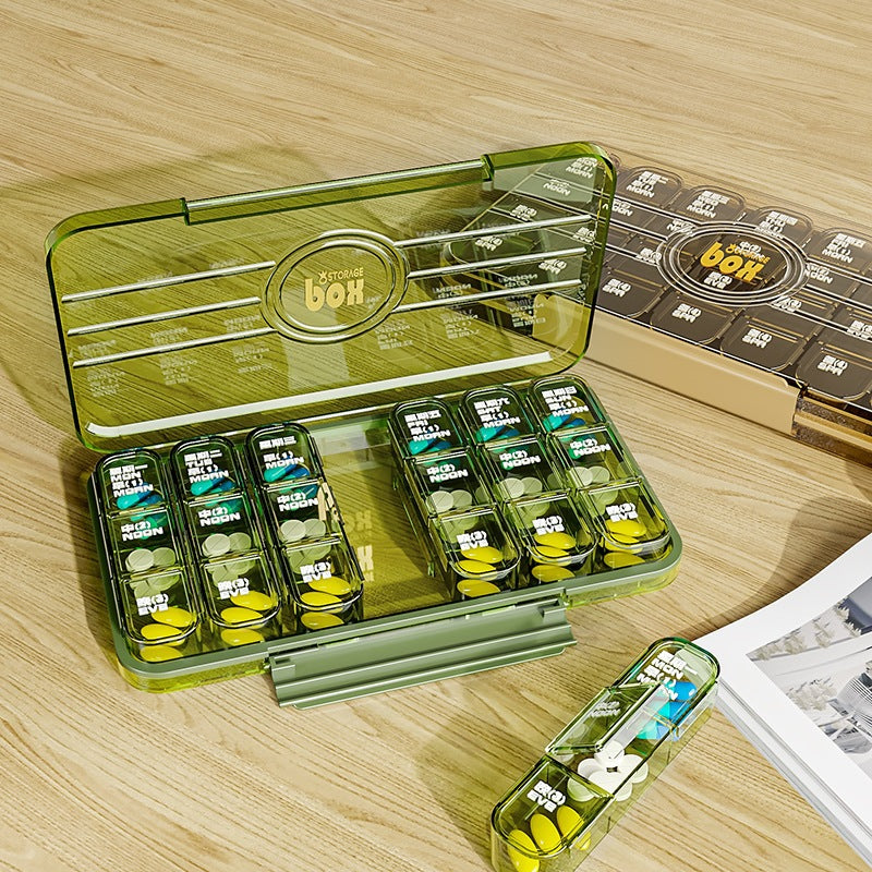 Portable Pill Box Three Meals A Day Sub-pack Medicine Dispenser 7-day Reminder Medicine Box
