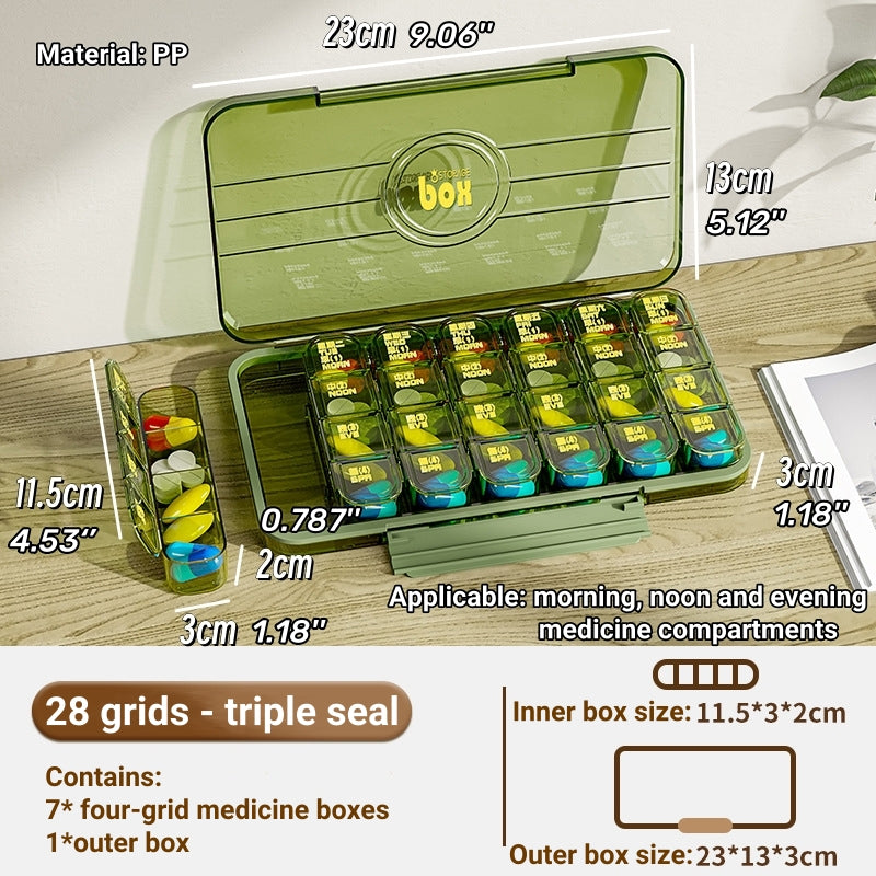 Portable Pill Box Three Meals A Day Sub-pack Medicine Dispenser 7-day Reminder Medicine Box