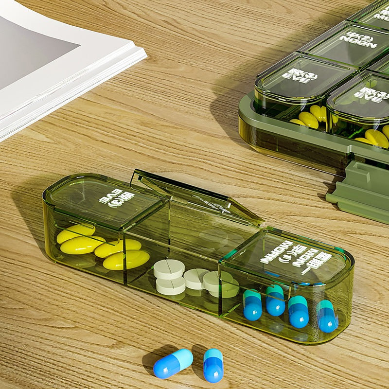 Portable Pill Box Three Meals A Day Sub-pack Medicine Dispenser 7-day Reminder Medicine Box