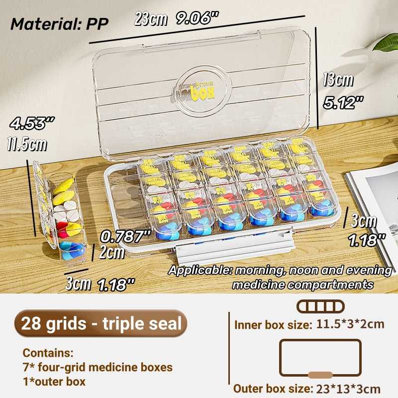 Portable Pill Box Three Meals A Day Sub-pack Medicine Dispenser 7-day Reminder Medicine Box