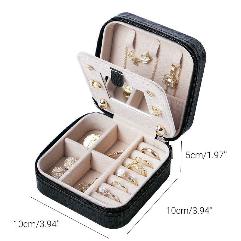 Jewlery Box With Lock Three Layers Large Capacity Necklace Earring Bracelet Organizer Box