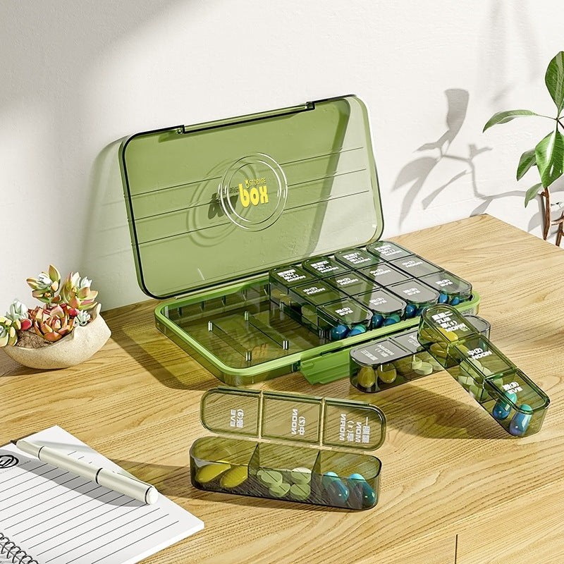Portable Pill Box Three Meals A Day Sub-pack Medicine Dispenser 7-day Reminder Medicine Box