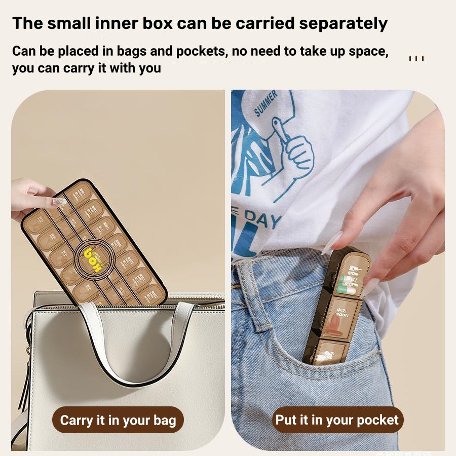Portable Pill Box Three Meals A Day Sub-pack Medicine Dispenser 7-day Reminder Medicine Box