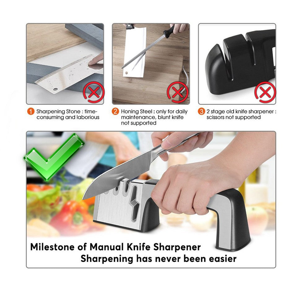 Knife Sharpener 4 Stage Kitchen Whetstone
