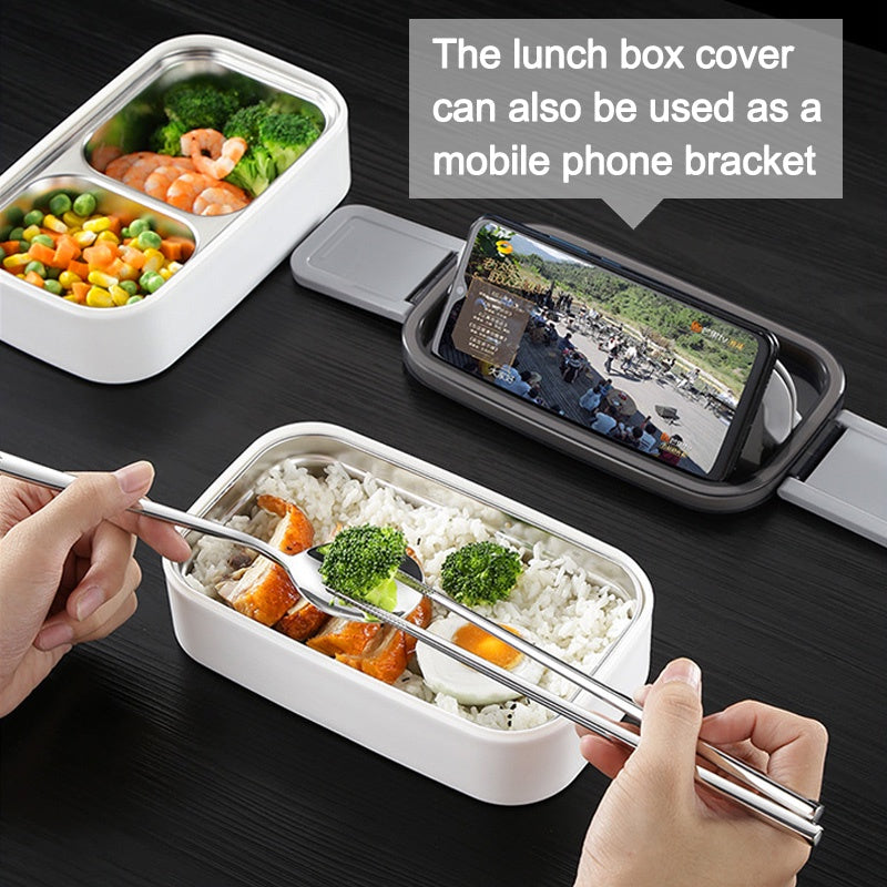 304 Stainless Steel Lunch Box Bento Box Double compartment Portable Lunch Box Suitable for Microwave