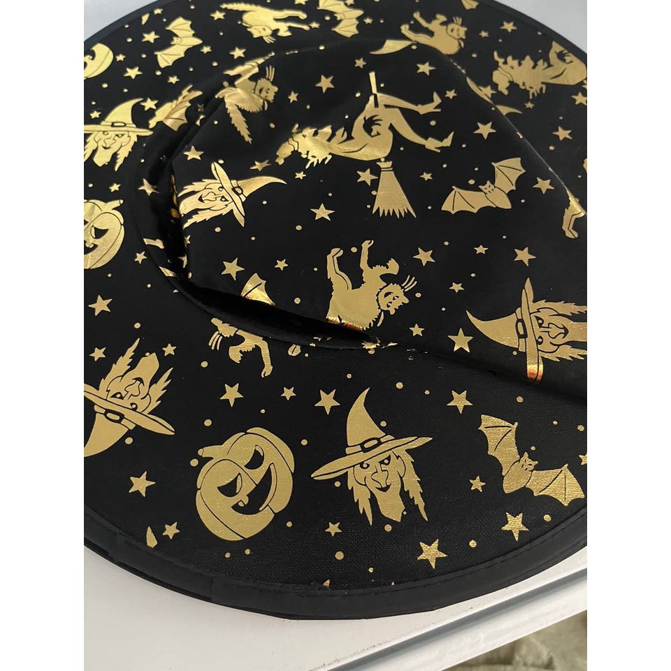 SG Stock 90/140cm Kids Halloween Satin Gold Star Cosplay Costume Witch Cloak Cape Robe & Hat