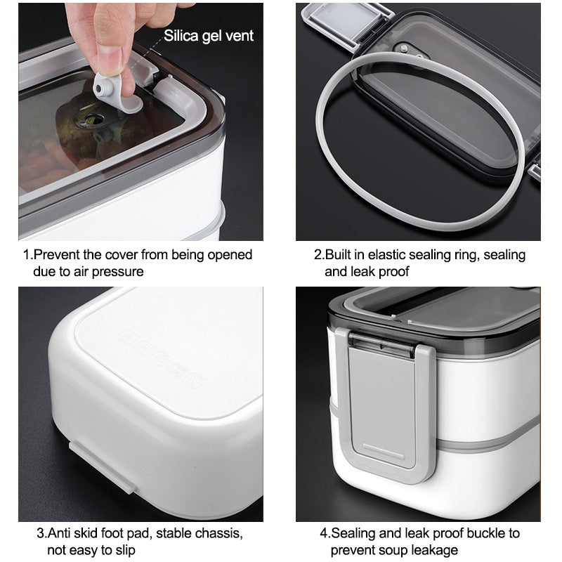 304 Stainless Steel Lunch Box Bento Box Double compartment Portable Lunch Box Suitable for Microwave