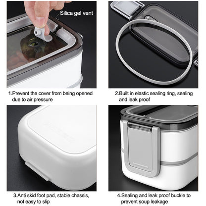 304 Stainless Steel Lunch Box Bento Box Double compartment Portable Lunch Box Suitable for Microwave