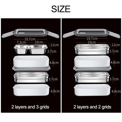 304 Stainless Steel Lunch Box Bento Box Double compartment Portable Lunch Box Suitable for Microwave