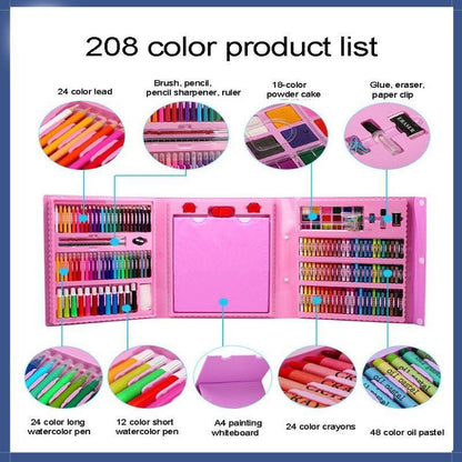 Kids 208pcs/150pcs Art Set Drawing Marker Painting Color Pen Crayon Pastel Set