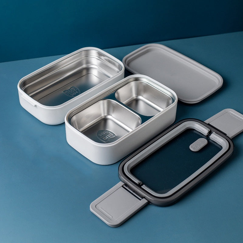 304 Stainless Steel Lunch Box Bento Box Double compartment Portable Lunch Box Suitable for Microwave
