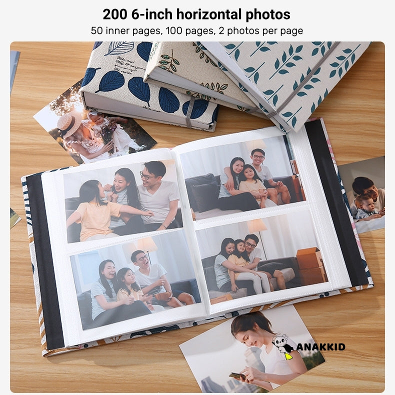 4R Photo Album 200 Sheets Insert Type Photobook 6 Inch Photo Cloth Album Christmas Gifts