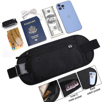 Sport Waist Wallet /Secure Travel Money Belt /Anti-Theft Passport Wallets for Men & Women With RFID Blocking