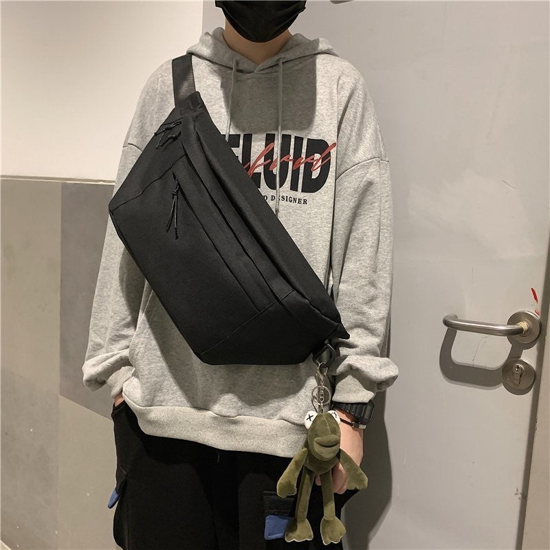 Large-capacity Functional Chest Bag Canvas Crossbody Bag Fashion Waist Bag Shoulder Bag for Men Women Couple