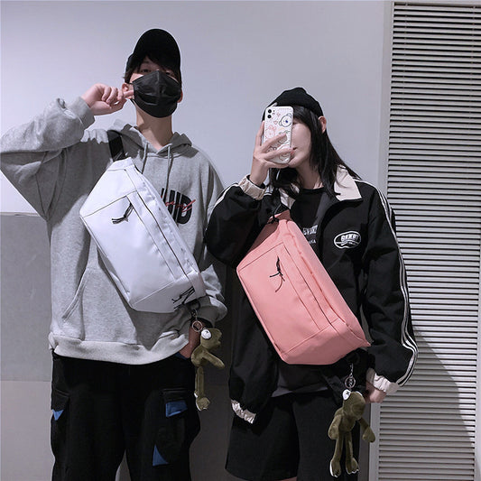 Large-capacity Functional Chest Bag Canvas Crossbody Bag Fashion Waist Bag Shoulder Bag for Men Women Couple