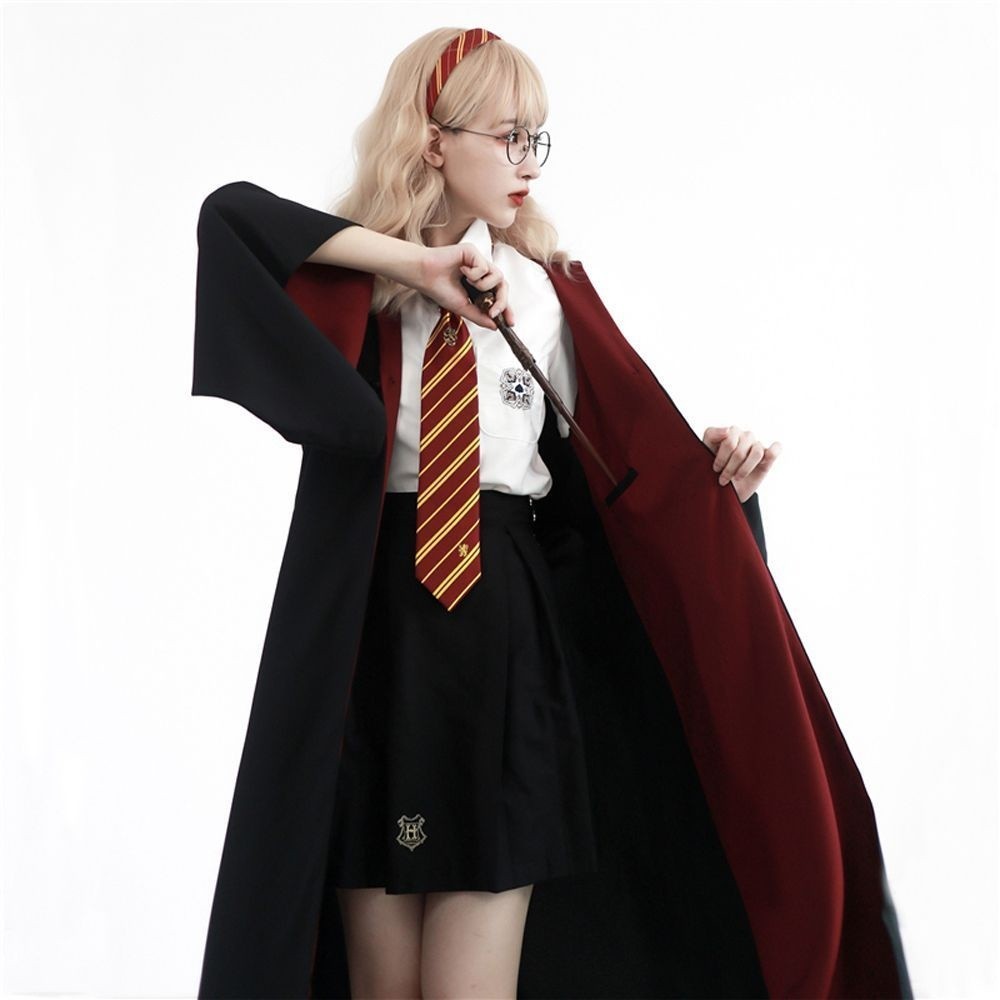 7PCS Harry Potter Costume Robe Cape Cloak Halloween Adult Kids Cosplay Magic Suit Gryffindor Slytherin Hufflepuff