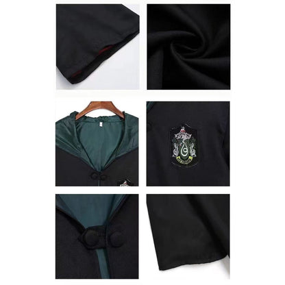 7PCS Harry Potter Costume Robe Cape Cloak Halloween Adult Kids Cosplay Magic Suit Gryffindor Slytherin Hufflepuff