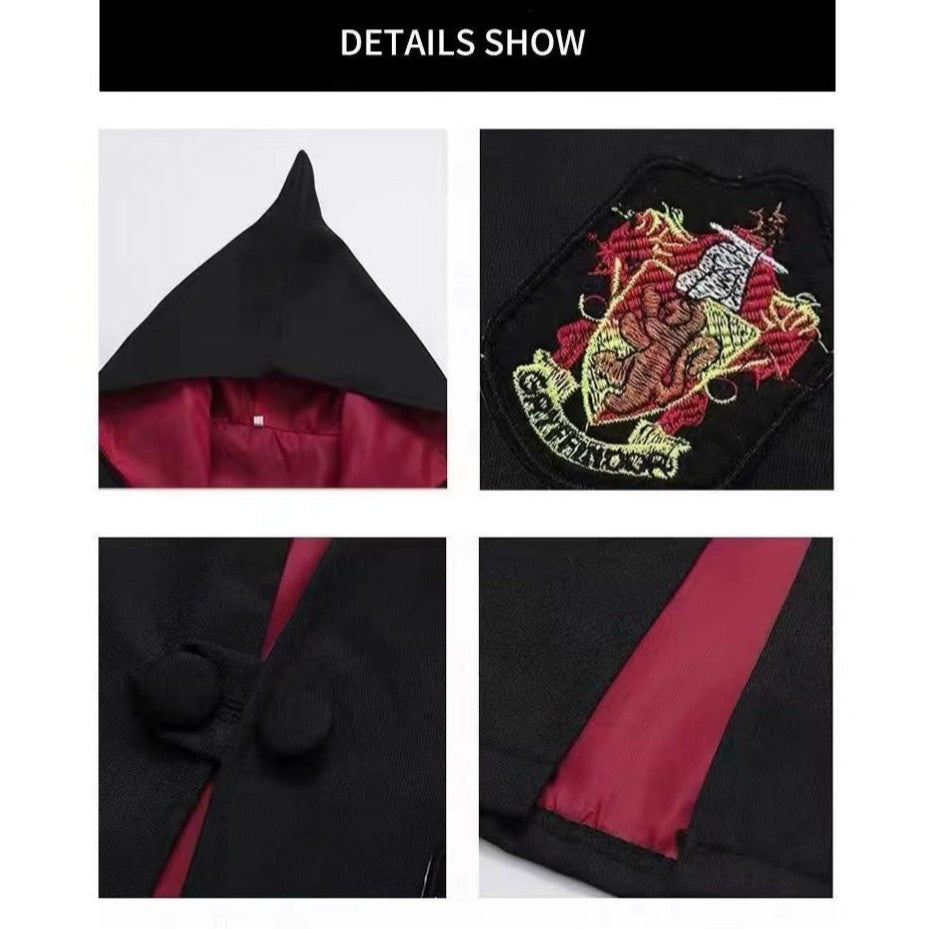 7PCS Harry Potter Costume Robe Cape Cloak Halloween Adult Kids Cosplay Magic Suit Gryffindor Slytherin Hufflepuff