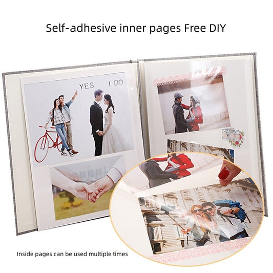 Linen DIY Self Adhesive Photo Album Photo Book Scrapbook Wedding/Baby Album 3R/4R/5R Birthday Gift Anniversary